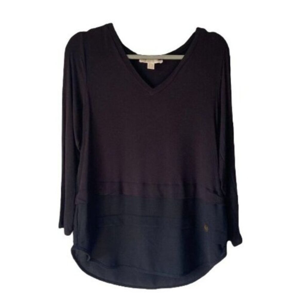 MICHAEL Michael Kors Multilayer V Neck 3/4 Sleeve Loose Shirt‎ Women Top